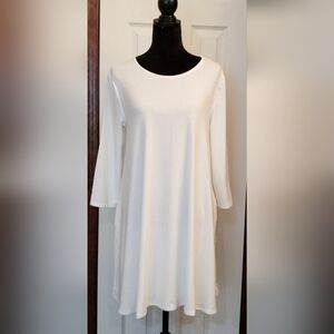 ZENANA PREMIUM 3X Swing Tunic/Dress with Pockets 3/4 Sleeve Ivory  NEW